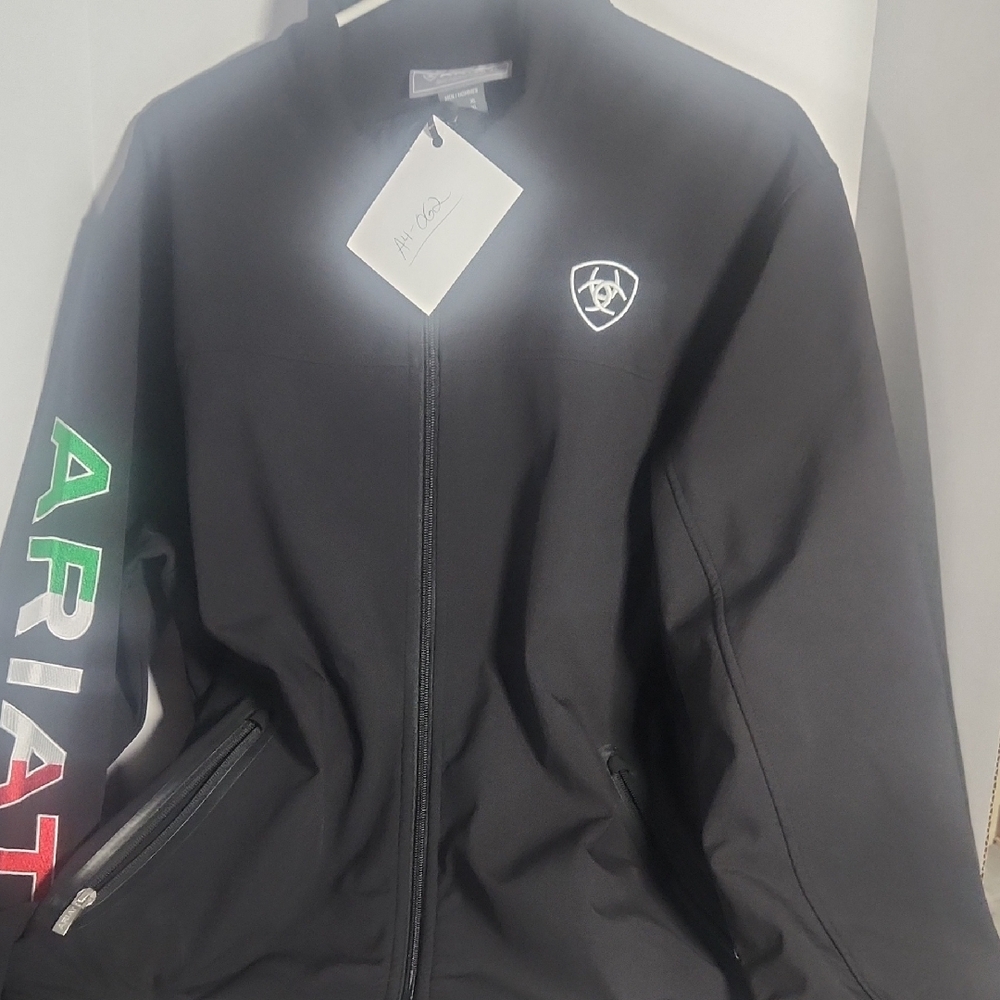 Ariat Black Jacket with Multicolor Sleeve Logo